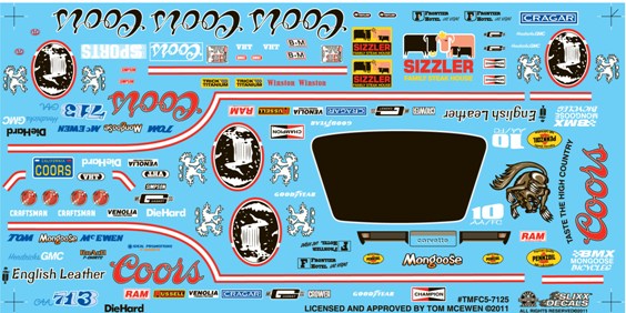 Slixx Decals Inc Tom Mcewens Black And Silver Coors Corvette Fc 4346